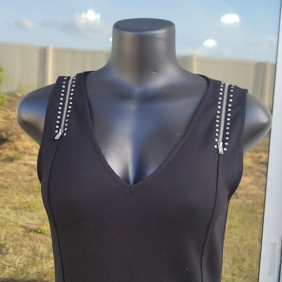 BRAND NEW LYNN RITCHE SILVER SLEVELESS STRAPPY ZIPPER DESIGN SHOULDERS DRESS - Picture 6 of 15